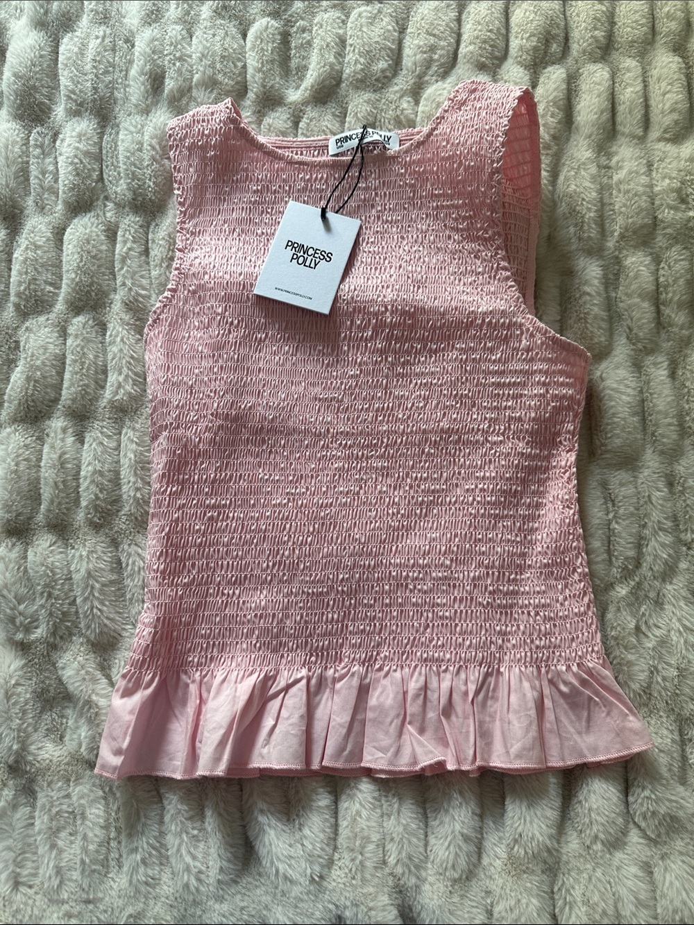 Princess Polly Pink Smocked Peplum Tank Sz 6